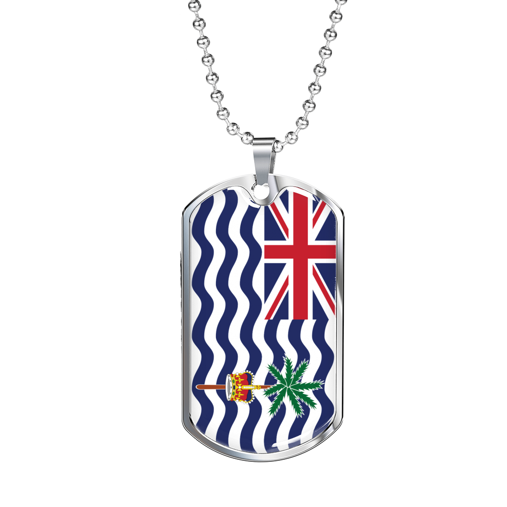British Indian Ocean Territory Flag Necklace Stainless Steel or 18k Gold Dog Tag 24" Chain-Express Your Love Gifts