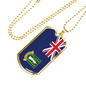 British Virgin Island Flag Necklace Stainless Steel or 18k Gold Dog Tag 24" Chain-Express Your Love Gifts