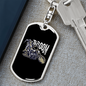 Broom Witch Biker Keychain Stainless Steel or 18k Gold Dog Tag Keyring-Express Your Love Gifts