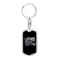 Broom Witch Biker Keychain Stainless Steel or 18k Gold Dog Tag Keyring-Express Your Love Gifts