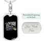 Broom Witch Biker Keychain Stainless Steel or 18k Gold Dog Tag Keyring-Express Your Love Gifts