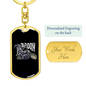 Broom Witch Biker Keychain Stainless Steel or 18k Gold Dog Tag Keyring-Express Your Love Gifts