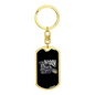 Broom Witch Biker Keychain Stainless Steel or 18k Gold Dog Tag Keyring-Express Your Love Gifts
