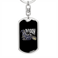 Broom Witch Biker Keychain Stainless Steel or 18k Gold Dog Tag Keyring-Express Your Love Gifts