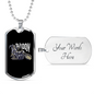 Broom Witch Biker Necklace Stainless Steel or 18k Gold Dog Tag 24"-Express Your Love Gifts