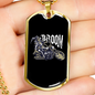 Broom Witch Biker Necklace Stainless Steel or 18k Gold Dog Tag 24"-Express Your Love Gifts