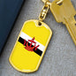 Brunei Darussalam Flag Keychain Dog Tag Stainless Steel or 18k Gold-Express Your Love Gifts