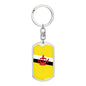 Brunei Darussalam Flag Keychain Dog Tag Stainless Steel or 18k Gold-Express Your Love Gifts