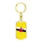 Brunei Darussalam Flag Keychain Dog Tag Stainless Steel or 18k Gold-Express Your Love Gifts