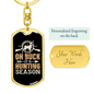 Buck Hunting Season Keychain Stainless Steel or 18k Gold Dog Tag Keyring-Express Your Love Gifts