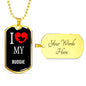 Budgie Necklace Stainless Steel or 18k Gold Dog Tag 24" Chain-Express Your Love Gifts