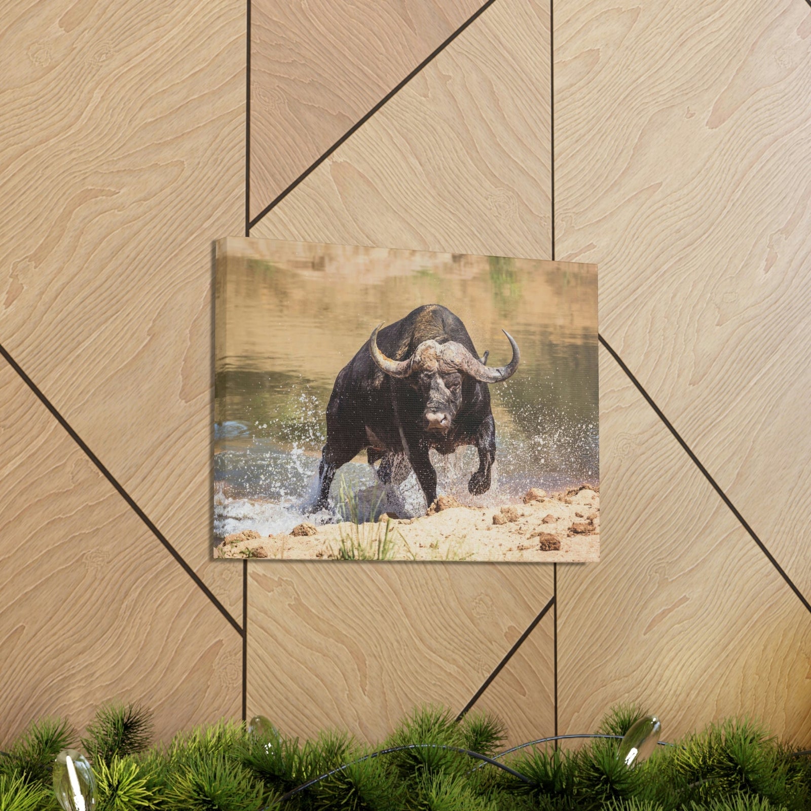 Scripture Walls Buffalo Hunting Buffalo on Hunt Print Animal Wall Art Wildlife Canvas Prints Wall Art Ready to Hang Unframed-Express Your Love Gifts