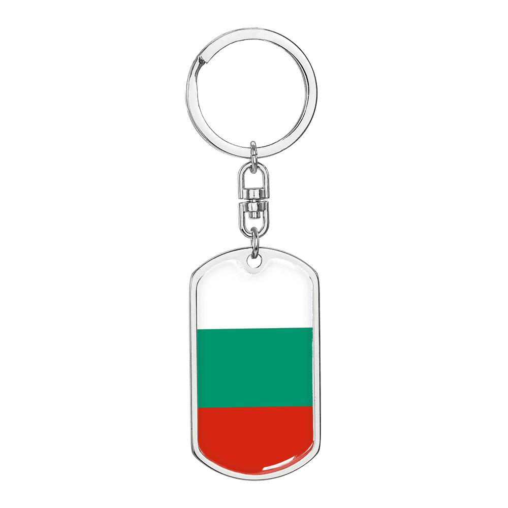Bulgaria Flag Keychain Dog Tag Stainless Steel or 18k Gold-Express Your Love Gifts