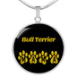 Bull Terrier Mama Circle Necklace Stainless Steel or 18k Gold 18-22" Dog Owner Lover-Express Your Love Gifts