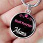 Bull Terrier Mama Necklace Circle Pendant Stainless Steel or 18k Gold 18-22" Dog Mom Pendant-Express Your Love Gifts