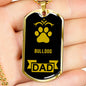 Bulldog Dad Dog Necklace Stainless Steel or 18k Gold Dog Tag W 24" Dog Owner Lover-Express Your Love Gifts