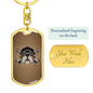 Bulldog Helmet Biker Keychain Stainless Steel or 18k Gold Dog Tag Keyring-Express Your Love Gifts