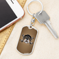 Bulldog Helmet Biker Keychain Stainless Steel or 18k Gold Dog Tag Keyring-Express Your Love Gifts