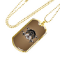 Bulldog Helmet Biker Necklace Stainless Steel or 18k Gold Dog Tag 24"-Express Your Love Gifts