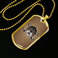 Bulldog Helmet Biker Necklace Stainless Steel or 18k Gold Dog Tag 24"-Express Your Love Gifts