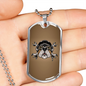 Bulldog Helmet Biker Necklace Stainless Steel or 18k Gold Dog Tag 24"-Express Your Love Gifts