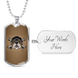 Bulldog Helmet Biker Necklace Stainless Steel or 18k Gold Dog Tag 24"-Express Your Love Gifts