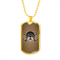 Bulldog Helmet Biker Necklace Stainless Steel or 18k Gold Dog Tag 24"-Express Your Love Gifts