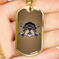 Bulldog Helmet Biker Necklace Stainless Steel or 18k Gold Dog Tag 24"-Express Your Love Gifts