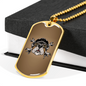 Bulldog Helmet Biker Necklace Stainless Steel or 18k Gold Dog Tag 24"-Express Your Love Gifts