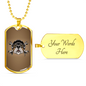 Bulldog Helmet Biker Necklace Stainless Steel or 18k Gold Dog Tag 24"-Express Your Love Gifts