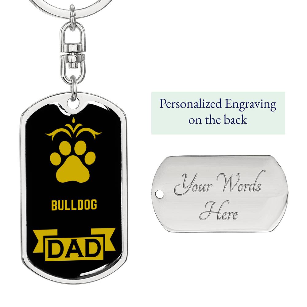 Bulldog Keychain Stainless Steel or 18k Gold-Express Your Love Gifts