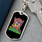 Bulldog Poker Gambler Keychain Stainless Steel or 18k Gold Dog Tag Keyring-Express Your Love Gifts
