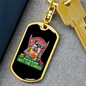 Bulldog Poker Gambler Keychain Stainless Steel or 18k Gold Dog Tag Keyring-Express Your Love Gifts