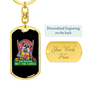 Bulldog Poker Gambler Keychain Stainless Steel or 18k Gold Dog Tag Keyring-Express Your Love Gifts