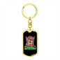 Bulldog Poker Gambler Keychain Stainless Steel or 18k Gold Dog Tag Keyring-Express Your Love Gifts