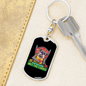 Bulldog Poker Gambler Keychain Stainless Steel or 18k Gold Dog Tag Keyring-Express Your Love Gifts