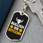 Bullish on Bitcoin Crypto Keychain Stainless Steel or 18k Gold Dog Tag Keyring-Express Your Love Gifts
