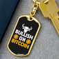 Bullish on Bitcoin Crypto Keychain Stainless Steel or 18k Gold Dog Tag Keyring-Express Your Love Gifts