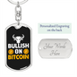 Bullish on Bitcoin Crypto Keychain Stainless Steel or 18k Gold Dog Tag Keyring-Express Your Love Gifts