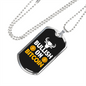 Bullish on Bitcoin Crypto Necklace Stainless Steel or 18k Gold Dog Tag 24" Chain-Express Your Love Gifts