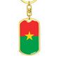 Burkina Faso Flag Keychain Dog Tag Stainless Steel or 18k Gold-Express Your Love Gifts