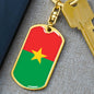 Burkina Faso Flag Keychain Dog Tag Stainless Steel or 18k Gold-Express Your Love Gifts