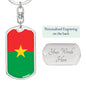 Burkina Faso Flag Keychain Dog Tag Stainless Steel or 18k Gold-Express Your Love Gifts