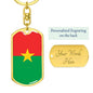 Burkina Faso Flag Keychain Dog Tag Stainless Steel or 18k Gold-Express Your Love Gifts