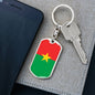 Burkina Faso Flag Keychain Dog Tag Stainless Steel or 18k Gold-Express Your Love Gifts