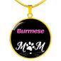 Burmese Cat Mom Necklace Circle Pendant Stainless Steel or 18k Gold 18-22"-Express Your Love Gifts