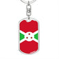 Burundi Flag Keychain Dog Tag Stainless Steel or 18k Gold-Express Your Love Gifts