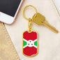 Burundi Flag Keychain Dog Tag Stainless Steel or 18k Gold-Express Your Love Gifts