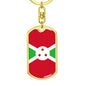 Burundi Flag Keychain Dog Tag Stainless Steel or 18k Gold-Express Your Love Gifts