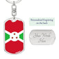 Burundi Flag Keychain Dog Tag Stainless Steel or 18k Gold-Express Your Love Gifts